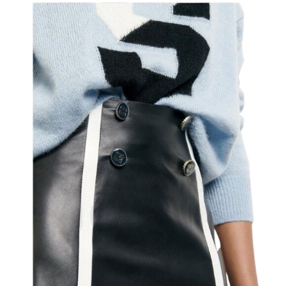 Sandro “Gansia” Black Genuine Lamb Leather Mini Skirt – Size 1 (36) - Picture 2 of 11